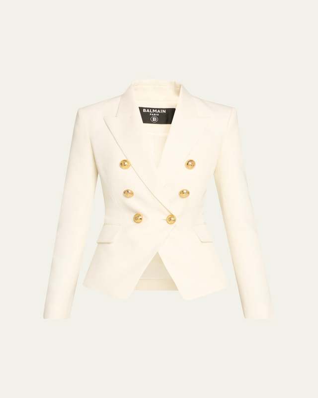Classic Double-Breasted Fitted Wool Jacket